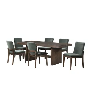 Kody 79\" Rectangle Fixed-Top Dining Table W 6 Forest Green
