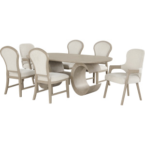 Gwendolyn Oval Dining Table W/4 Side & 2 Arm Chairs