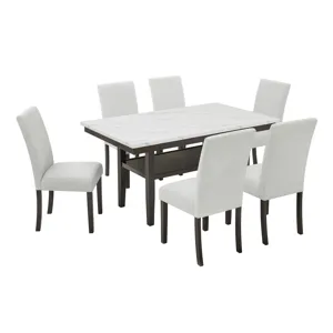 Carissa 60" Rectangle Dining Table W 6 Chairs