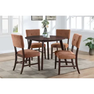 Tioga 47" Round Dining Table And 4 Brown Chairs