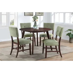 Tioga 47" Round Dining Table And 4 Green Chairs