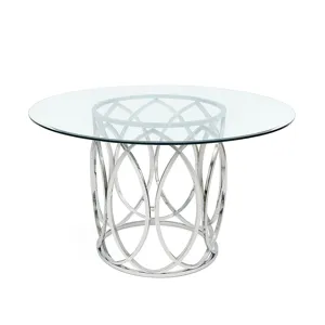 Orbit 54\" Round Glass Top Dining Table W/Chrome Base