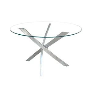 Nova 43\" Roundglass Top Dining Table With Chrome Metal Base