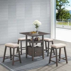 Derby Counter Table & 4 Stools (Set) - Chocolate