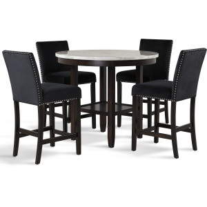 Celeste Round Counter Table W 4 Black Chairs