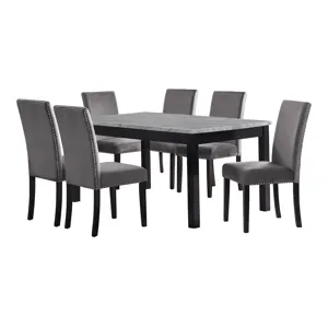 Celeste 64\" Dining Table W 6 Gray Chairs