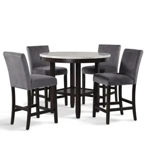 Celeste Round Counter Table W 4 Gray Chairs