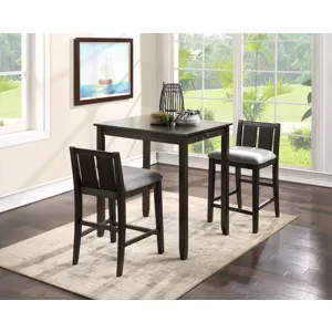 Heston 36" Storage Counter Table Set W/2 Chairs-Gray