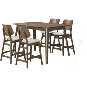 Oscar Counter Table And 4 Chairs-Walnut/Nat Cushions