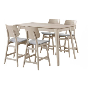 Oscar Counter Table And 4 Chairs-White Ash