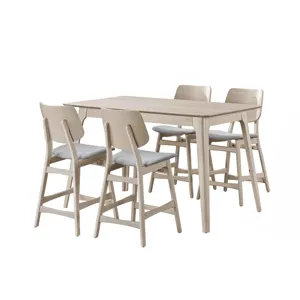 Oscar Counter Table And 4 Chairs-White Ash