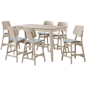 Oscar Counter Table And 6 Chairs-White Ash