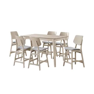 Oscar Counter Table And 6 Chairs-White Ash