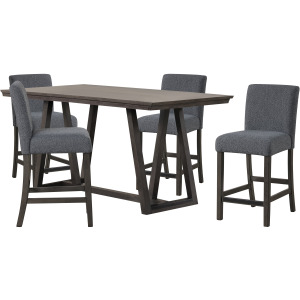 High Line Counter Table And 4 Gray Chairs