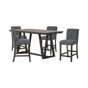 High Line Counter Table And 4 Gray Chairs