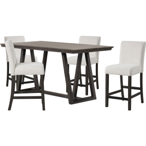 High Line Counter Table And 4 White Chairs