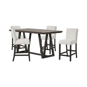 High Line Counter Table And 4 White Chairs
