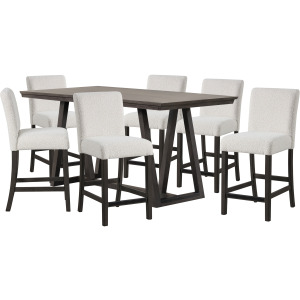 High Line Counter Table And 6 White Chairs