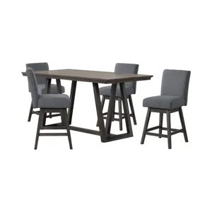 High Line Counter Table And 4 Gray Swivel Counter Chairs