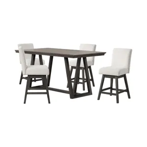High Line Counter Table And 4 White Swivel Counter Chairs