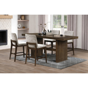 Kody Walnut Rectangle Counter Table w 4 Cream Chair
