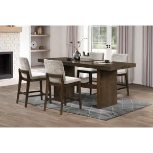 Kody Walnut Rectangle Counter Table w 4 Cream Chair