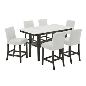 Carissa 60\" Rectangle Counter Table W 6 Chairs