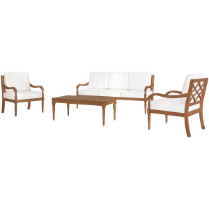 Savannah 4 PC Set-Sofa, 2 Chairs, Coffee Table-White Linen