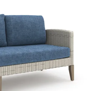 Carezza 6 PC Set-Sofa, 2 Chairs, Stools & Coffee Table-Blue