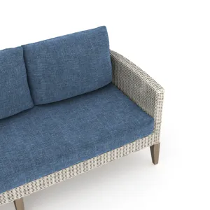 Carezza 6 PC Set-Sofa, 2 Chairs, Stools & Coffee Table-Blue