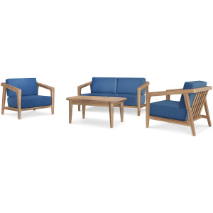 Bali 4 PC Set-Loveseat, Chairs, Coffee Table-Dark Blue