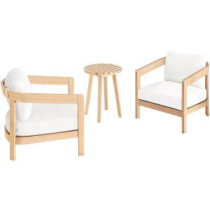 Wesley Outdoor 3 PCS 2 Chairs, Nd Table White