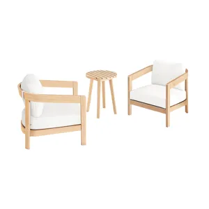 Wesley Outdoor 3 PCS 2 Chairs, Nd Table White