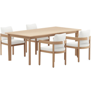 Wesley Patio 5pcs Dining Set Table W/4 White Chairs