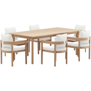 Wesley Patio 7pcs Dining Set Table W/6 White Chairs