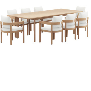 Wesley Patio 9pcs Dining Set Table W/8 White Chairs