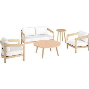 Wesley Outdoor 5 PCS Love, Chest, Offee & Nd Table White