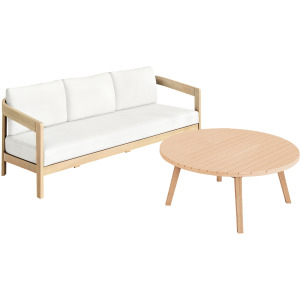 Wesley Outdoor 2 PCS Sofa, Offee Table White