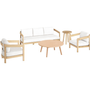 Wesley Outdoor 5 PCS Sofa, Chest, Offee & Nd Table White