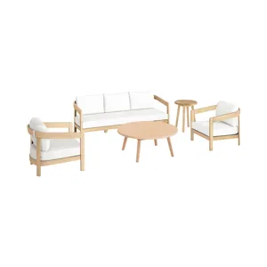 Wesley Outdoor 5 PCS Sofa, Chest, Offee & Nd Table White