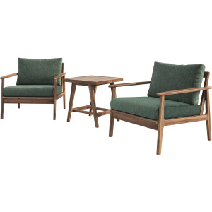 Ashton Outdoor 3pcs Set 2 Chairs, Nd Table Moss