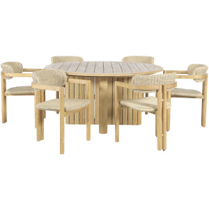 Sedona 7pcs Round Patio Dining Table W 6 Patio Chairs Nat