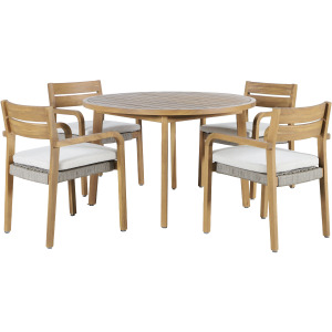 Arden Round Patio Dining Table W 4 Patio Chairs Natural