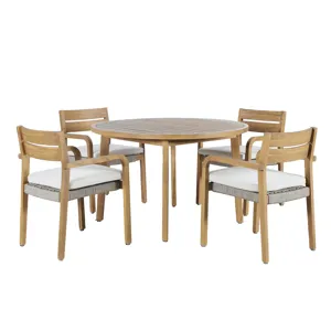 Arden Round Patio Dining Table W 4 Patio Chairs Natural