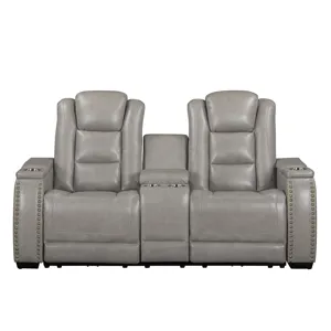 Breckenridge II Console Loveseat W Dual Recliners-Lt Gray