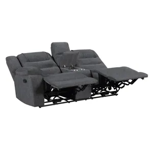 Redondo LAF Console Loveseat W 2 Recliners-Dk Gray