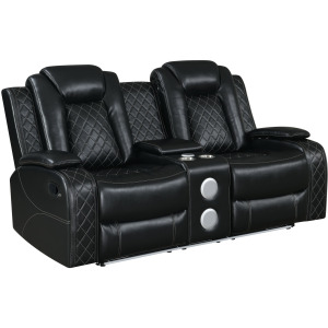 Orion II Console Loveseat W Dual Recliners-Black