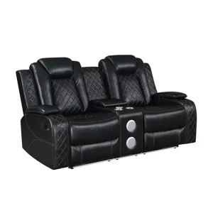 Orion II Console Loveseat W Dual Recliners-Black