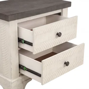 Augusta Two Drawer Nighstand W/USB Port-Rustic White