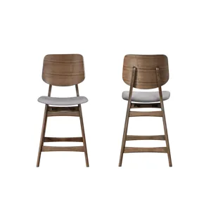 Oscar Counter Chair With Dk Gray Cushion-Walnut